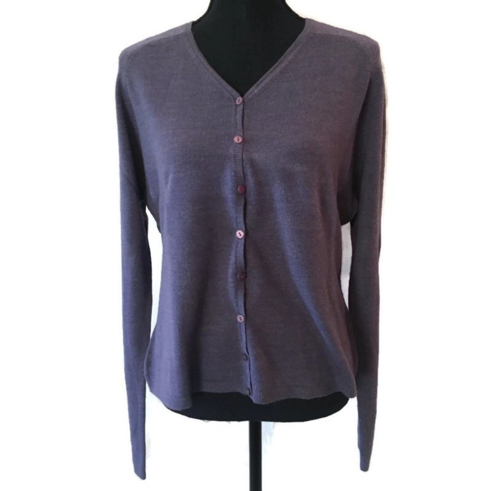 New York & Company Light Purple Cardigan Button